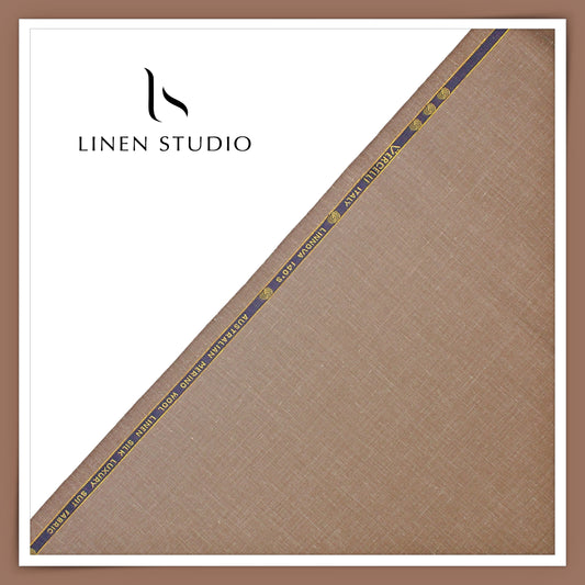 140's Merino Wool / Linen / Silk Suiting by Vercelli Italy - French Beaver Brown (NEW)