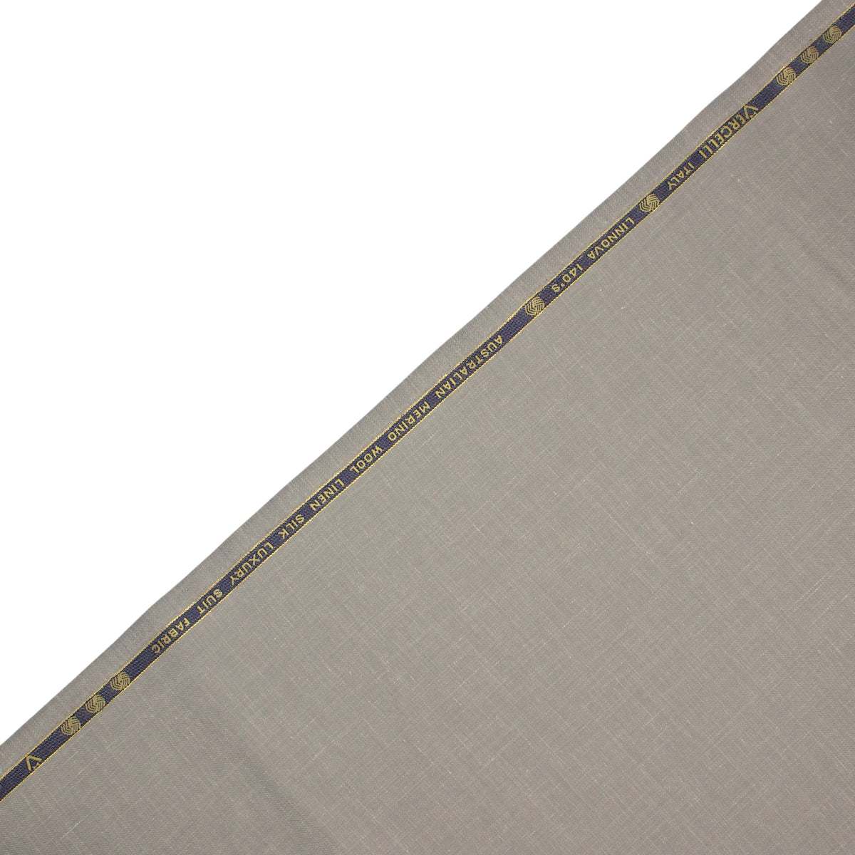 Vercelli Italy 140's Wool Linen Silk Luxury Suiting - Solid Stone Grey Slub Textured (NEW)