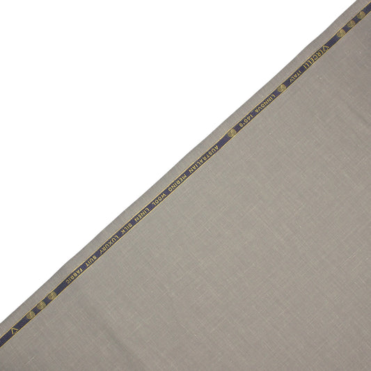 Vercelli Italy 140's Wool Linen Silk Luxury Suiting - Solid Stone Grey Slub Textured (NEW)