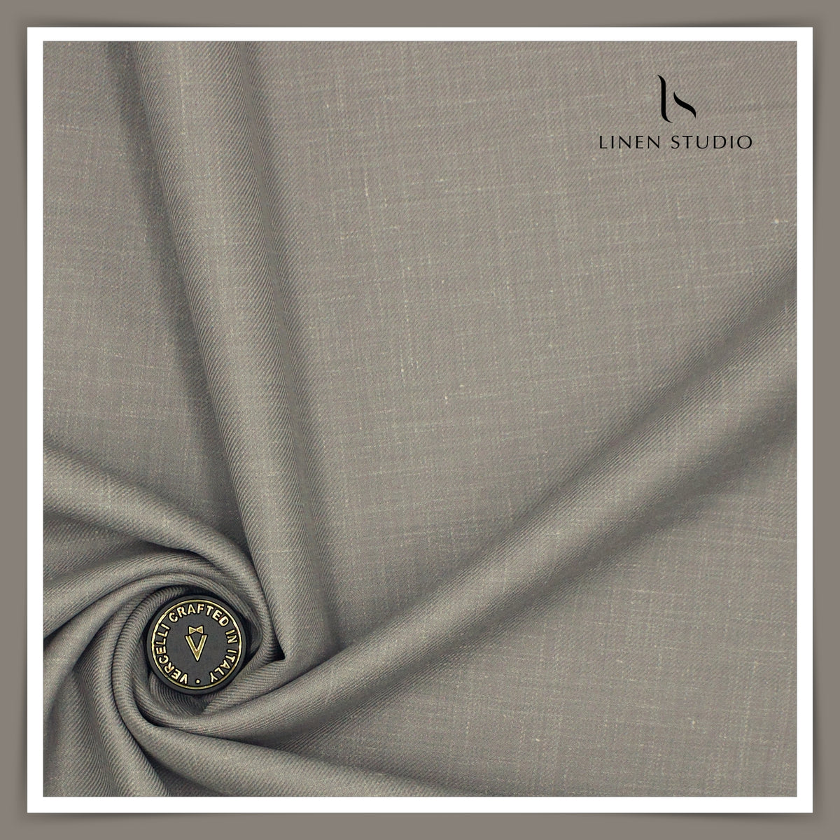 Vercelli Italy 140's Wool Linen Silk Luxury Suiting - Solid Stone Grey Slub Textured (NEW)