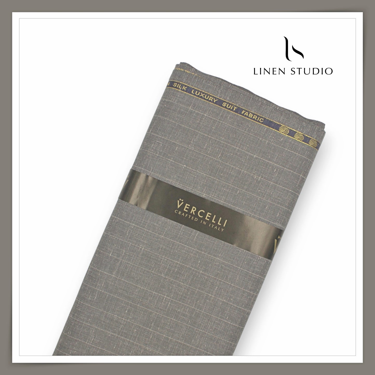 140's Merino Wool / Linen / Silk Suiting by Vercelli Italy - Granite Grey Stripes (NEW)