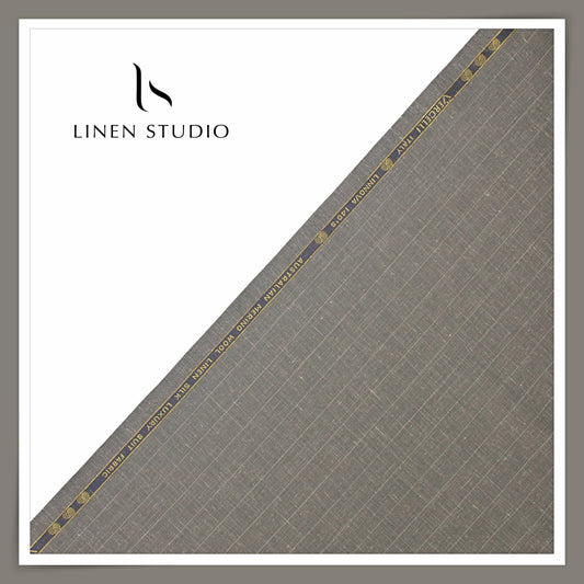 140's Merino Wool / Linen / Silk Suiting by Vercelli Italy - Granite Grey Stripes (NEW)
