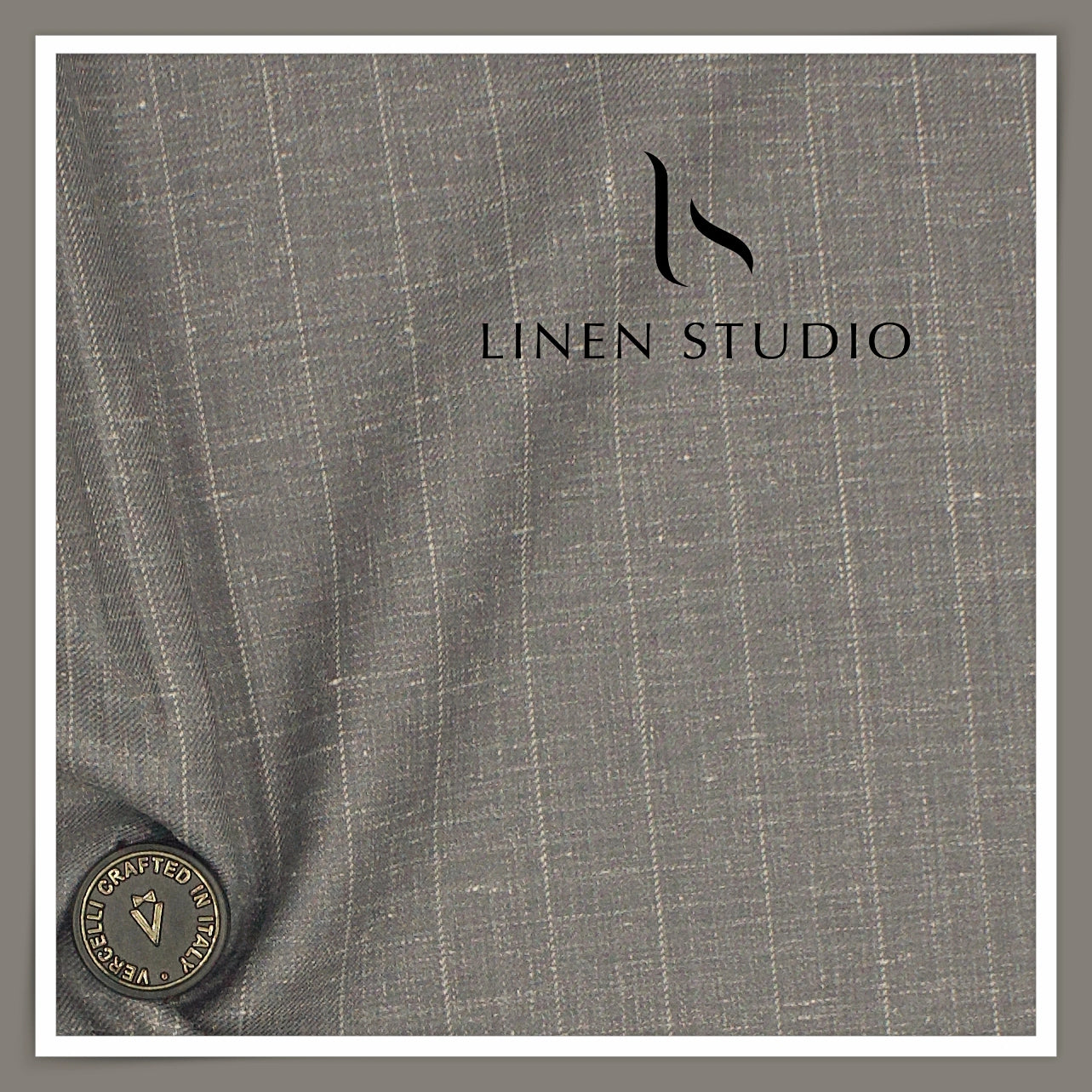 140's Merino Wool / Linen / Silk Suiting by Vercelli Italy - Granite Grey Stripes (NEW)