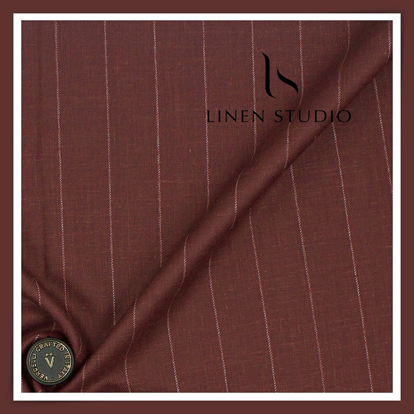 140's Merino Wool / Linen / Silk Suiting by Vercelli Italy - Rusty Red with White Stripes (NEW)