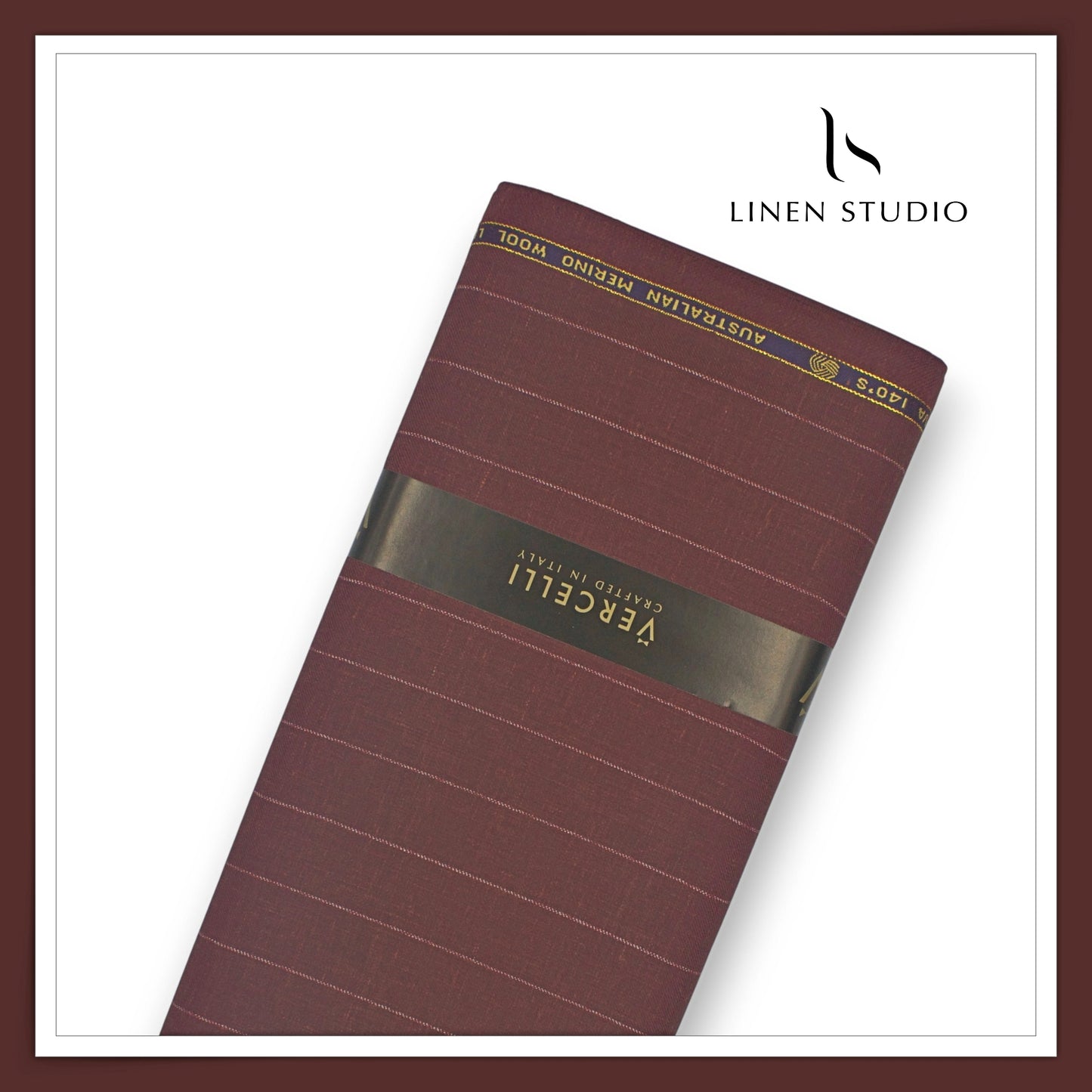 140's Merino Wool / Linen / Silk Suiting by Vercelli Italy - Rusty Red with White Stripes (NEW)