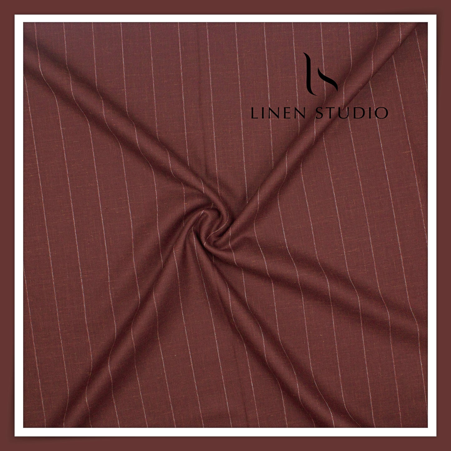 140's Merino Wool / Linen / Silk Suiting by Vercelli Italy - Rusty Red with White Stripes (NEW)