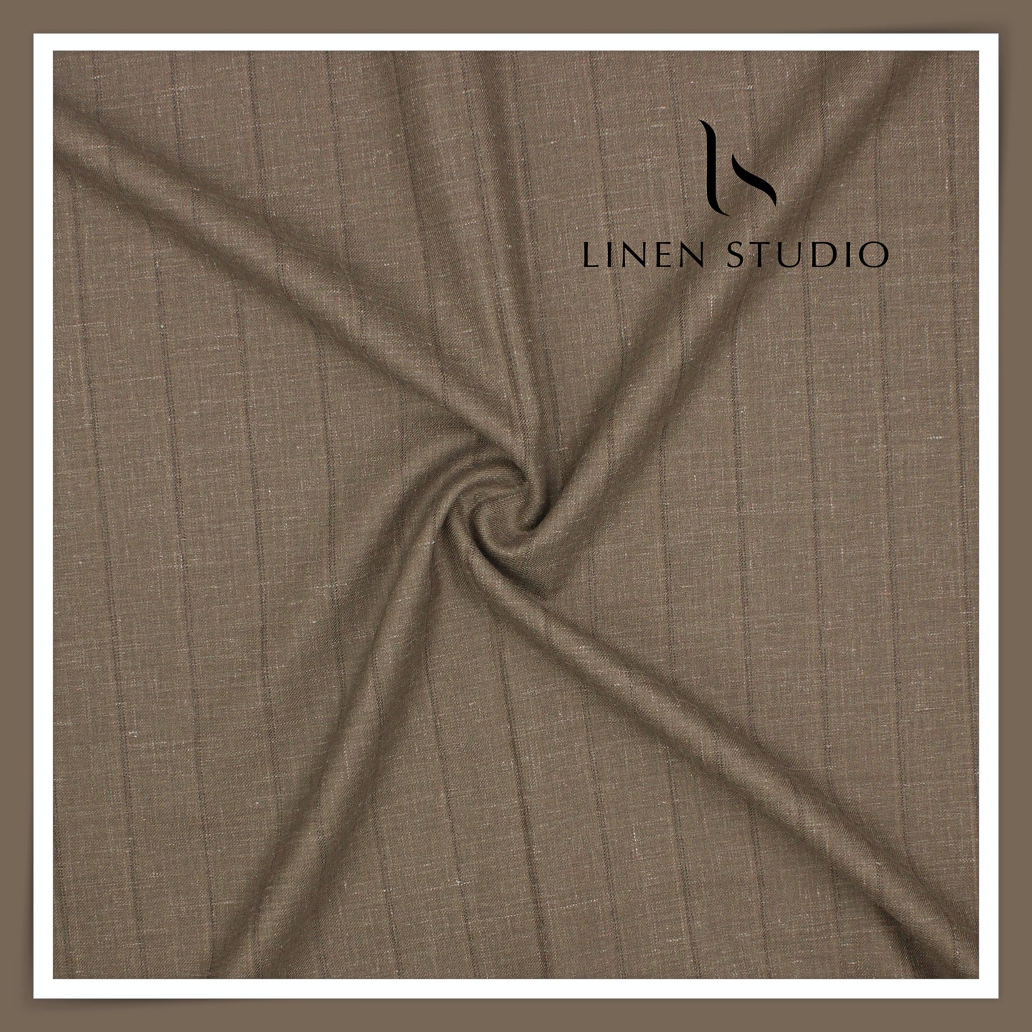 140's Merino Wool / Linen / Silk Suiting by Vercelli Italy - Taupe Brown Stripes (NEW)