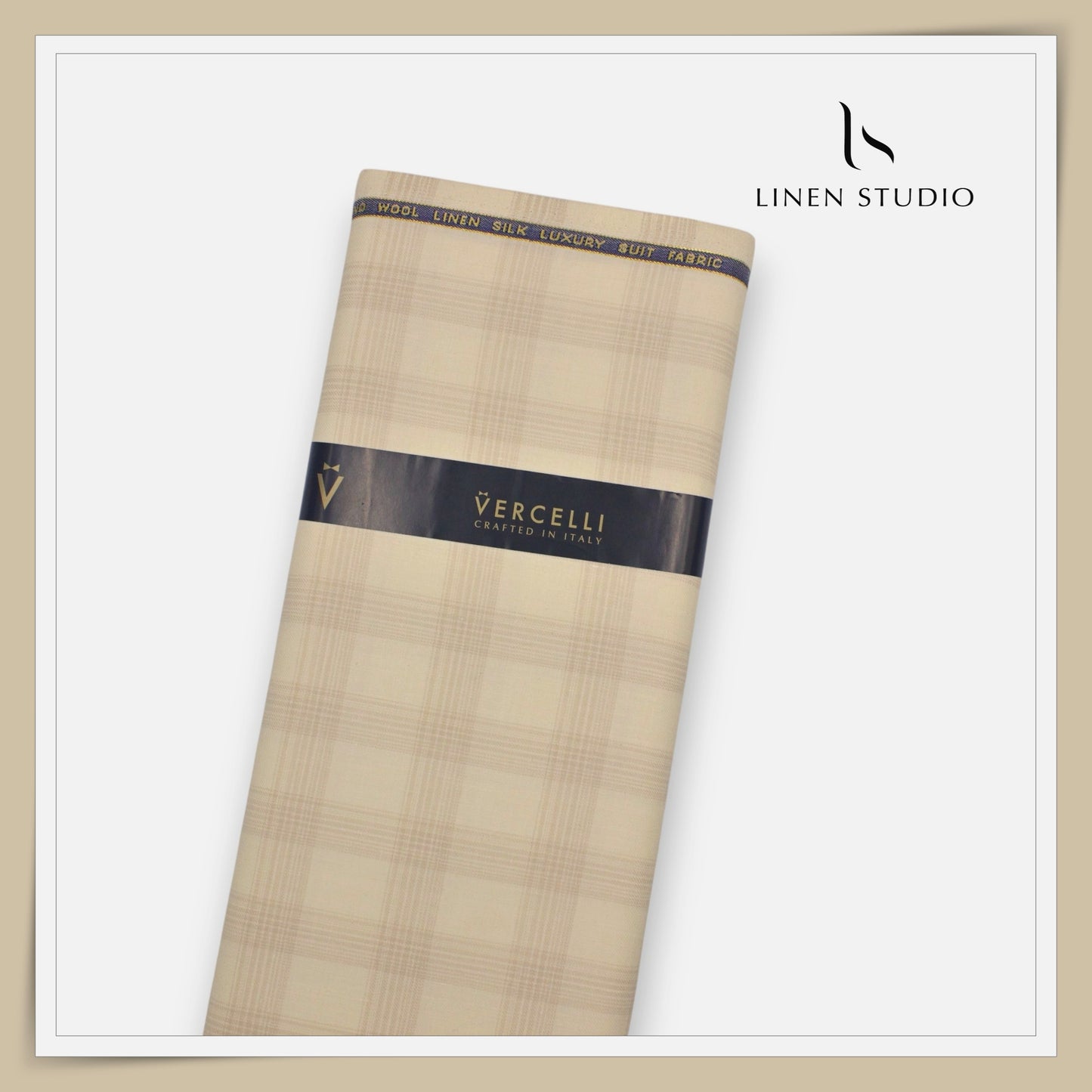 140's Merino Wool / Linen / Silk Suiting by Vercelli Italy - Pavlova Classic Checks (NEW)