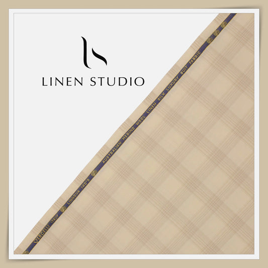 140's Merino Wool / Linen / Silk Suiting by Vercelli Italy - Pavlova Classic Checks (NEW)