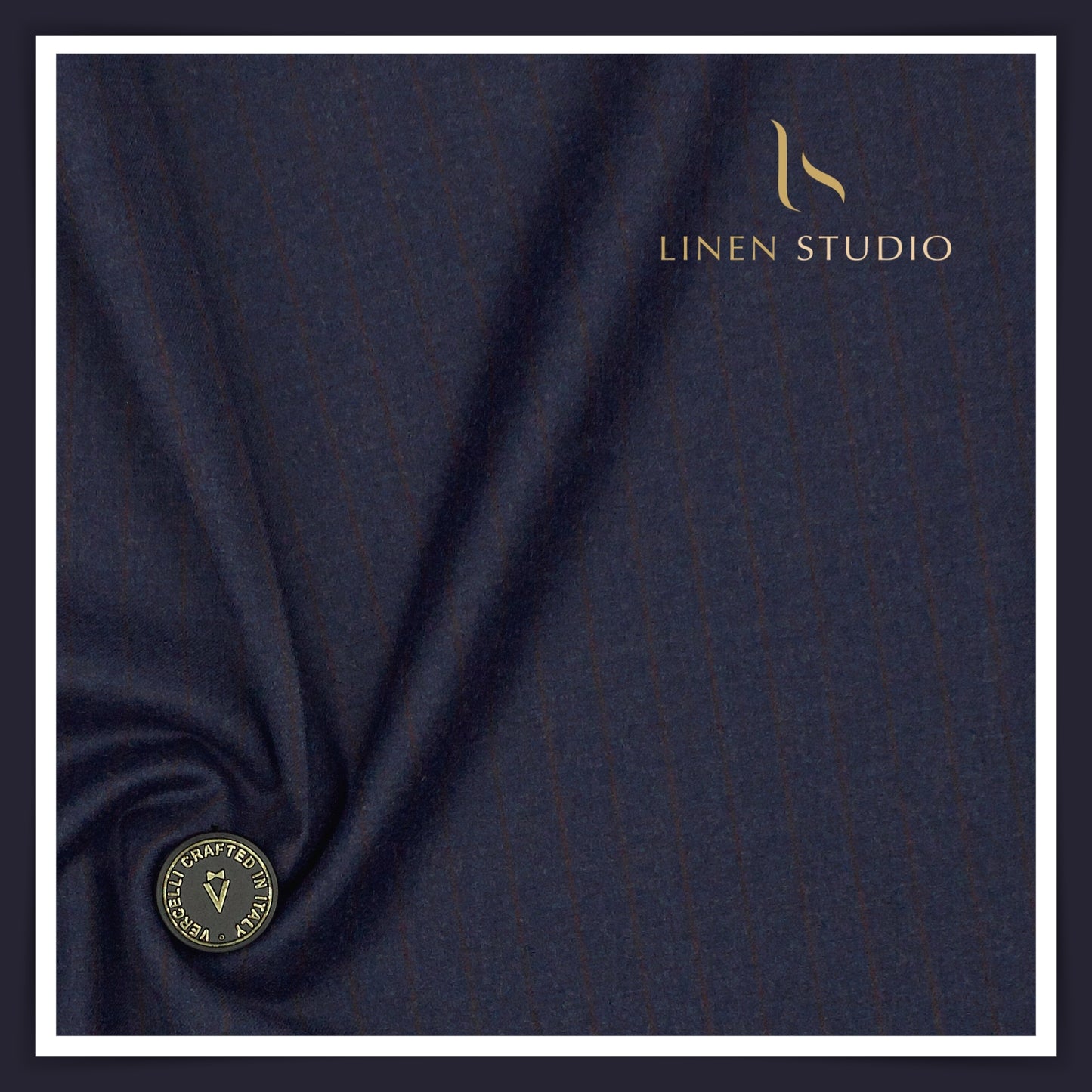100% Australian Merino Wool by Vercelli - Milled Royal Blue Stripes (NEW)