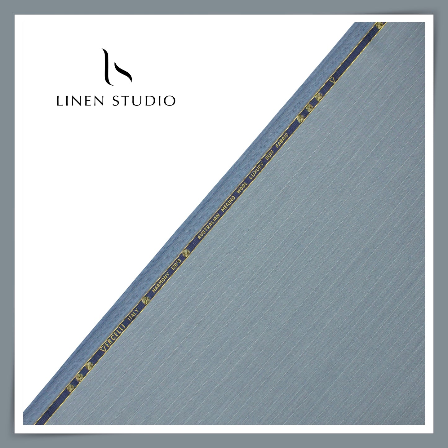 140's Merino Wool / Linen / Silk Suiting by Vercelli Italy - Cool Blueish Grey Stripes (NEW)