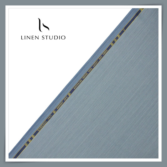 140's Merino Wool / Linen / Silk Suiting by Vercelli Italy - Cool Blueish Grey Stripes (NEW)