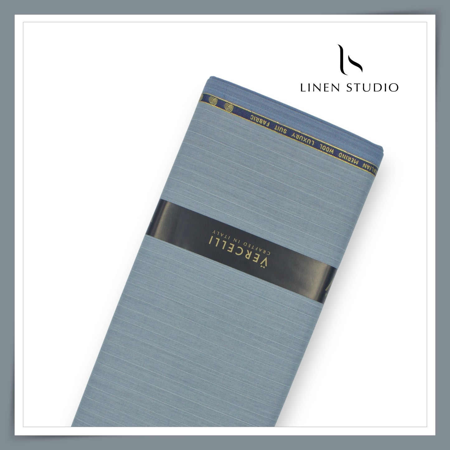 140's Merino Wool / Linen / Silk Suiting by Vercelli Italy - Cool Blueish Grey Stripes (NEW)