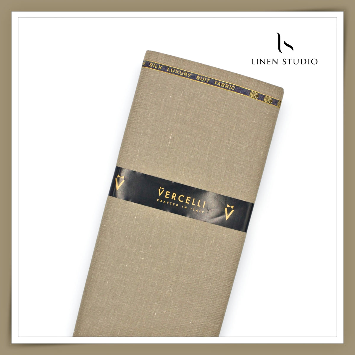 Vercelli Italy 140's Wool Linen Silk Luxury Suiting - Sand Taupe Slub Textured (NEW)