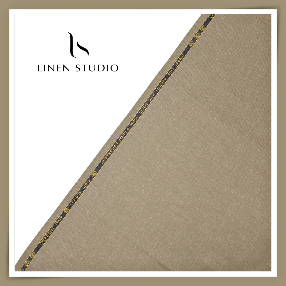 Vercelli Italy 140's Wool Linen Silk Luxury Suiting - Sand Taupe Slub Textured (NEW)