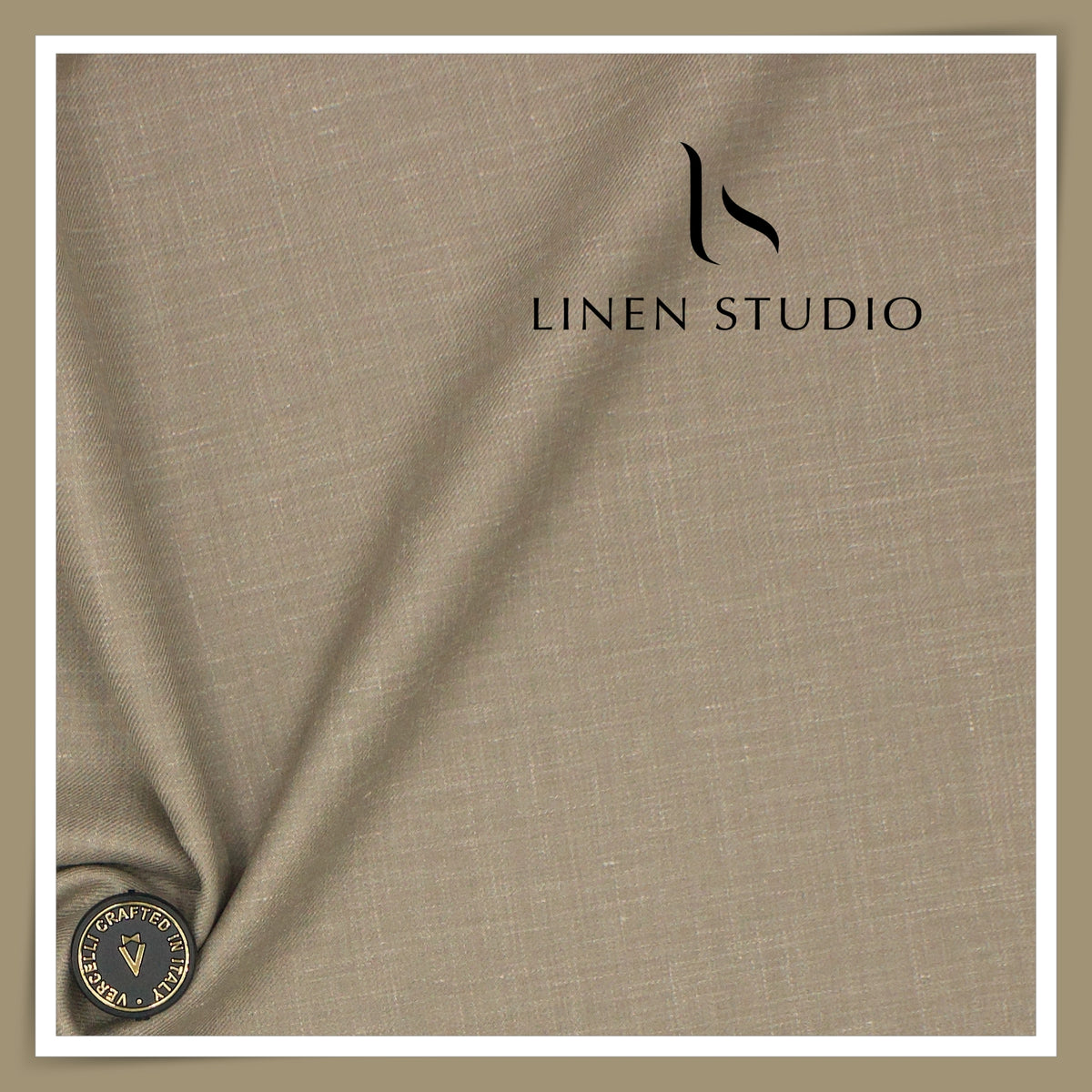 Vercelli Italy 140's Wool Linen Silk Luxury Suiting - Sand Taupe Slub Textured (NEW)