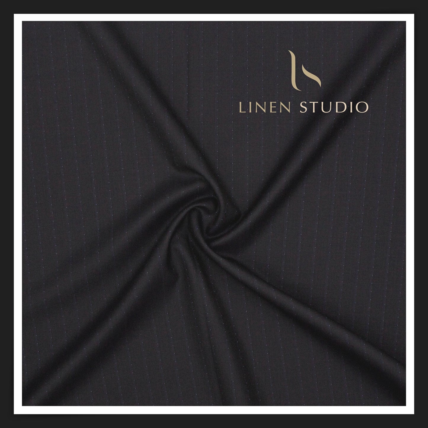 Super 150's Australian Merino Wool by Vercelli - Deep Blue with Dotted Blue Stripes (NEW) (Zoom In)