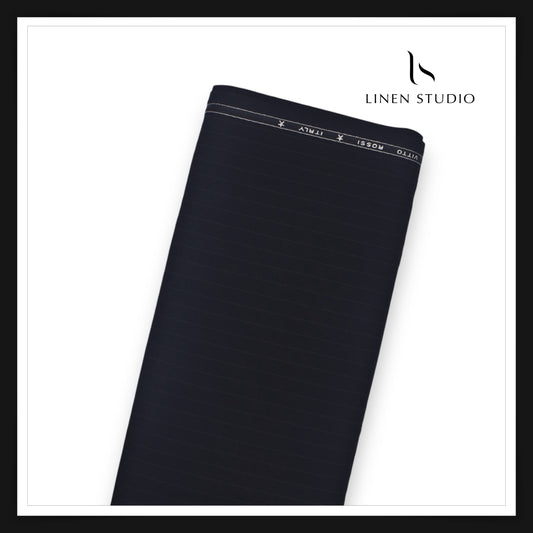 120's Cashmere Wool by Vitto Rossi Italy - Black with White Stripes - Linen Studio