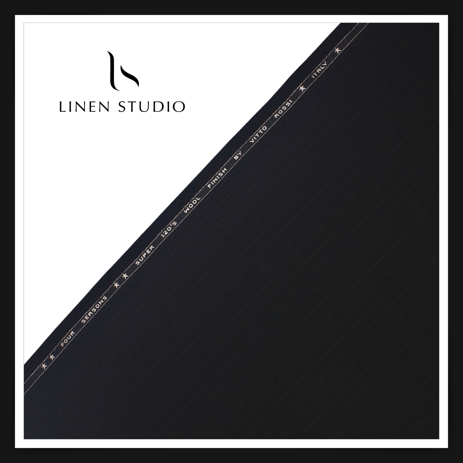 120's Cashmere Wool by Vitto Rossi Italy - Black with White Stripes - Linen Studio
