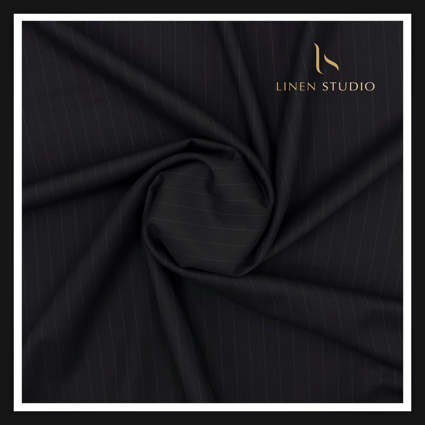 120's Cashmere Wool by Vitto Rossi Italy - Black with White Stripes - Linen Studio