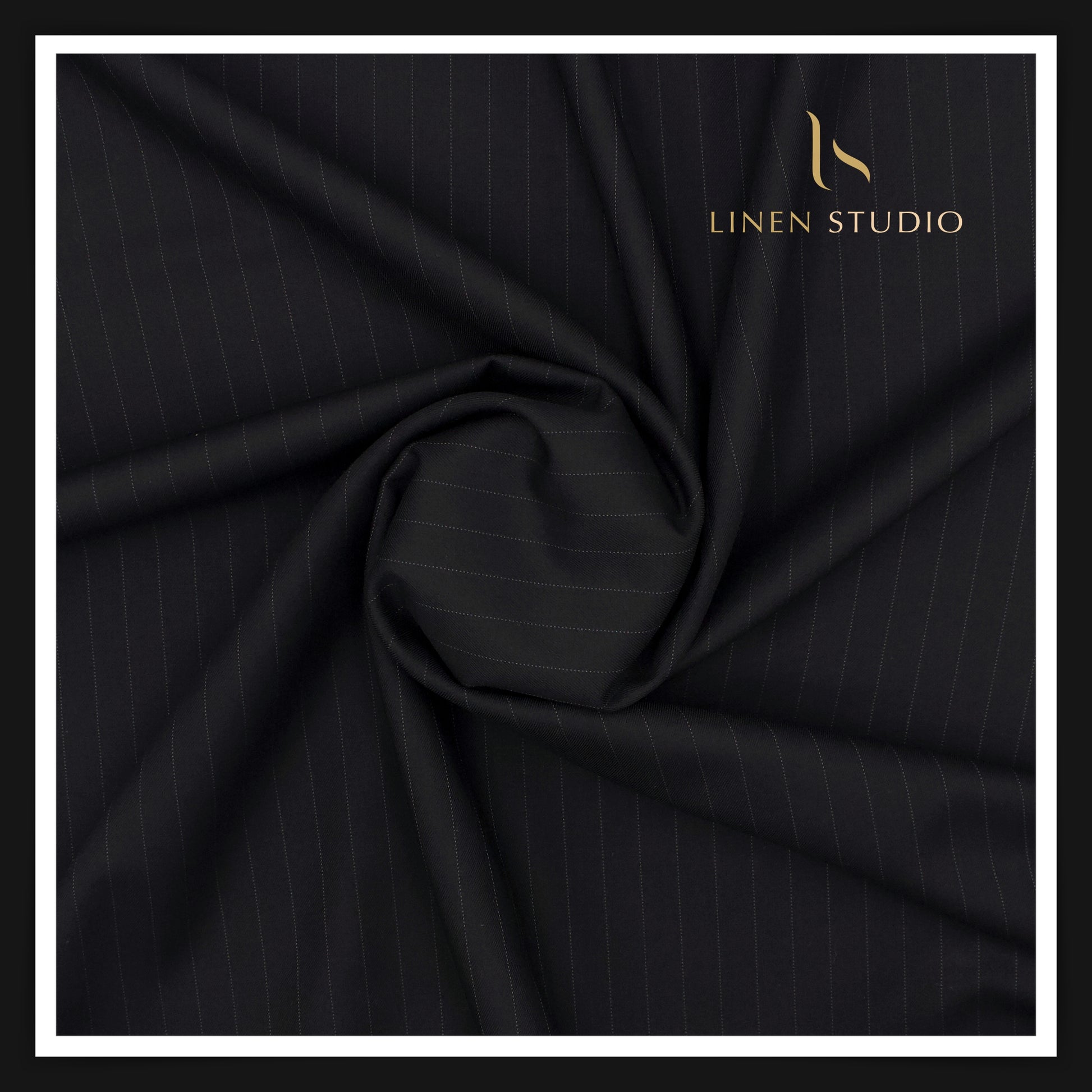 120's Cashmere Wool by Vitto Rossi Italy - Black with White Stripes - Linen Studio