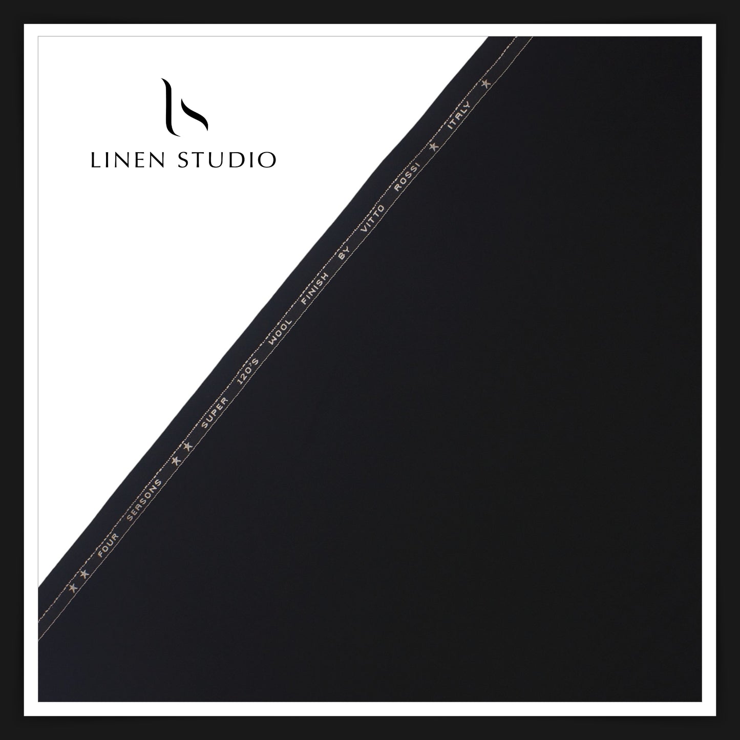 120's Cashmere Wool by Vitto Rossi Italy - Jet Black - Linen Studio
