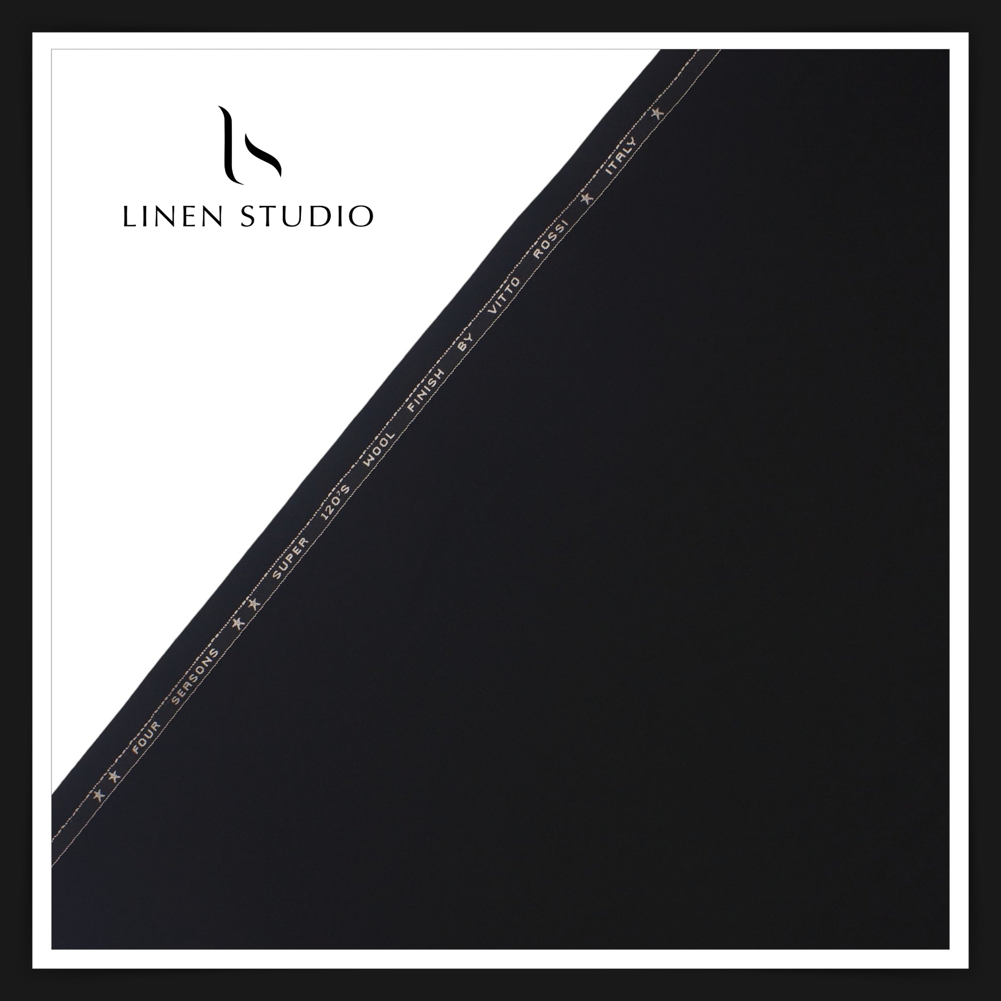 120's Cashmere Wool by Vitto Rossi Italy - Jet Black - Linen Studio
