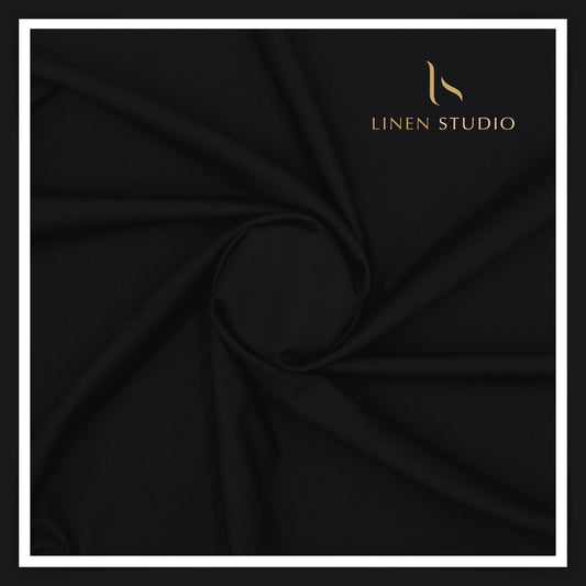 120's Cashmere Wool by Vitto Rossi Italy - Jet Black - Linen Studio
