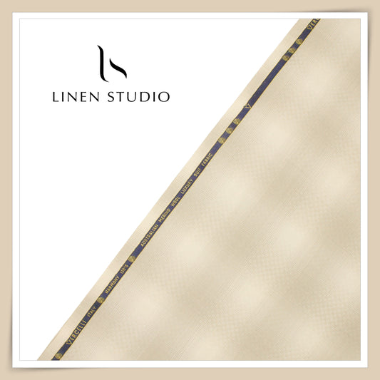 Vercelli Harmony 130’s Australian Merino Wool Suiting - Ivory Cream Glen Check (NEW) (FLAT RATE 40% OFF)