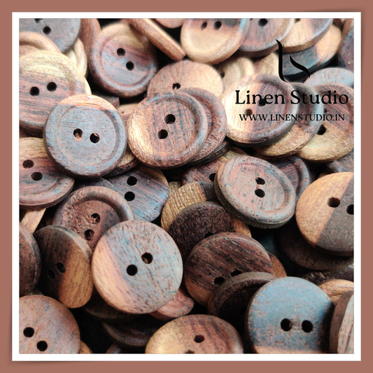 Round Rim 2 Hole Wood And Coconut Shirt Buttons - W01 28L