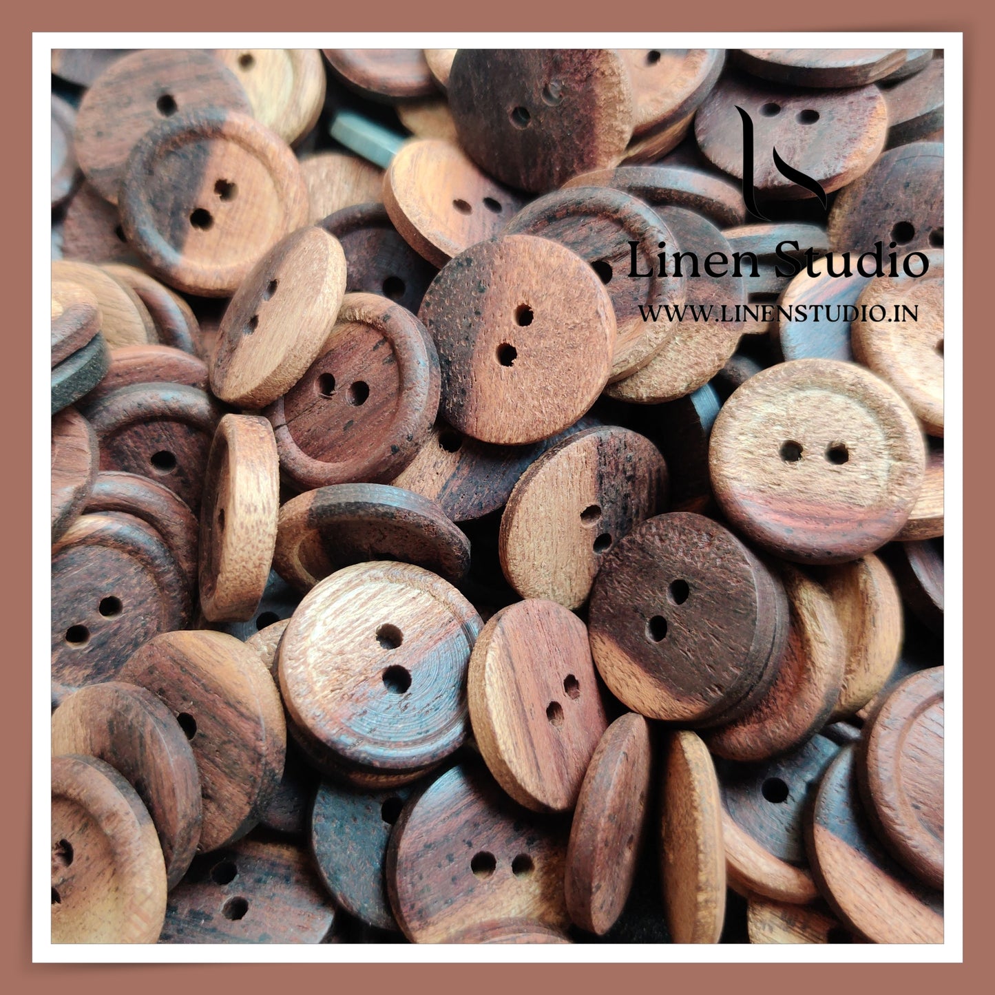 Round Rim 2 Hole Wood And Coconut Shirt Buttons - W01 32L