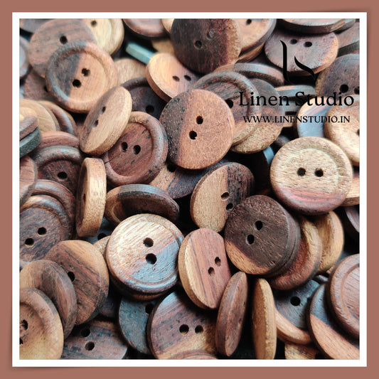 Round Rim 2 Hole Wood And Coconut Shirt Buttons - W01 32L