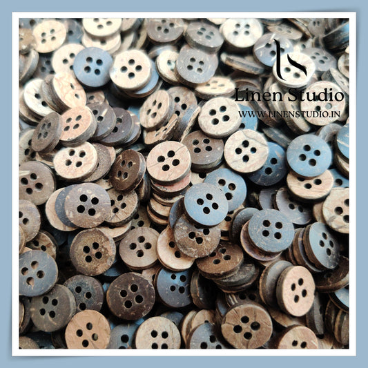 Round Rim 4 Hole Wood And Coconut Shirt Buttons - W01 SG001 18L(1)