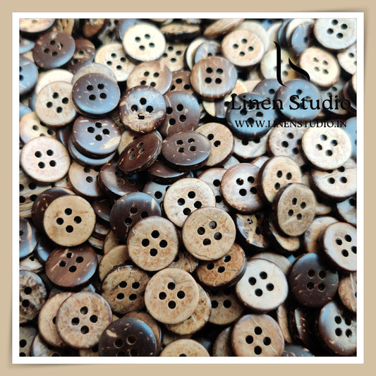 Round Rim 4 Hole Wood And Coconut Shirt Buttons - W01 SG001 20L
