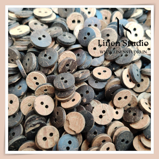 Round Rim 2 Hole Wood And Coconut Shirt Buttons - W01 SG012 18L