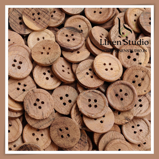 Round Rim 4 Hole Wood And Coconut Shirt Buttons - W01 SG014 40L