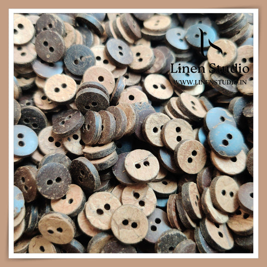 Round Rim 2 Hole Wood And Coconut Shirt Buttons - W01 SG082 16L