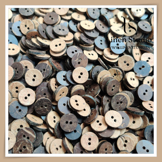 Round Rim 2 Hole Wood And Coconut Shirt Buttons - W01 SG082 18L
