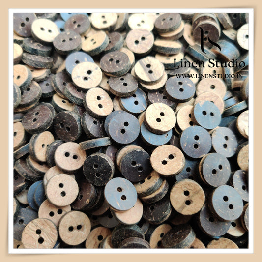 Round Rim 2 Hole Wood And Coconut Shirt Buttons - W01 SG082 20L