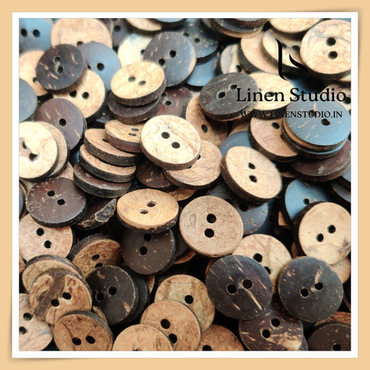 Round Rim 2 Hole Wood And Coconut Shirt Buttons - W01 SG082 24L