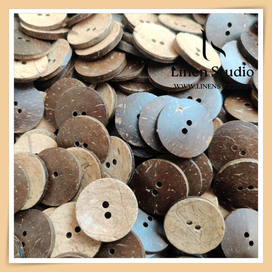 Round Rim 2 Hole Wood And Coconut Shirt Buttons - W01 SG082 40L