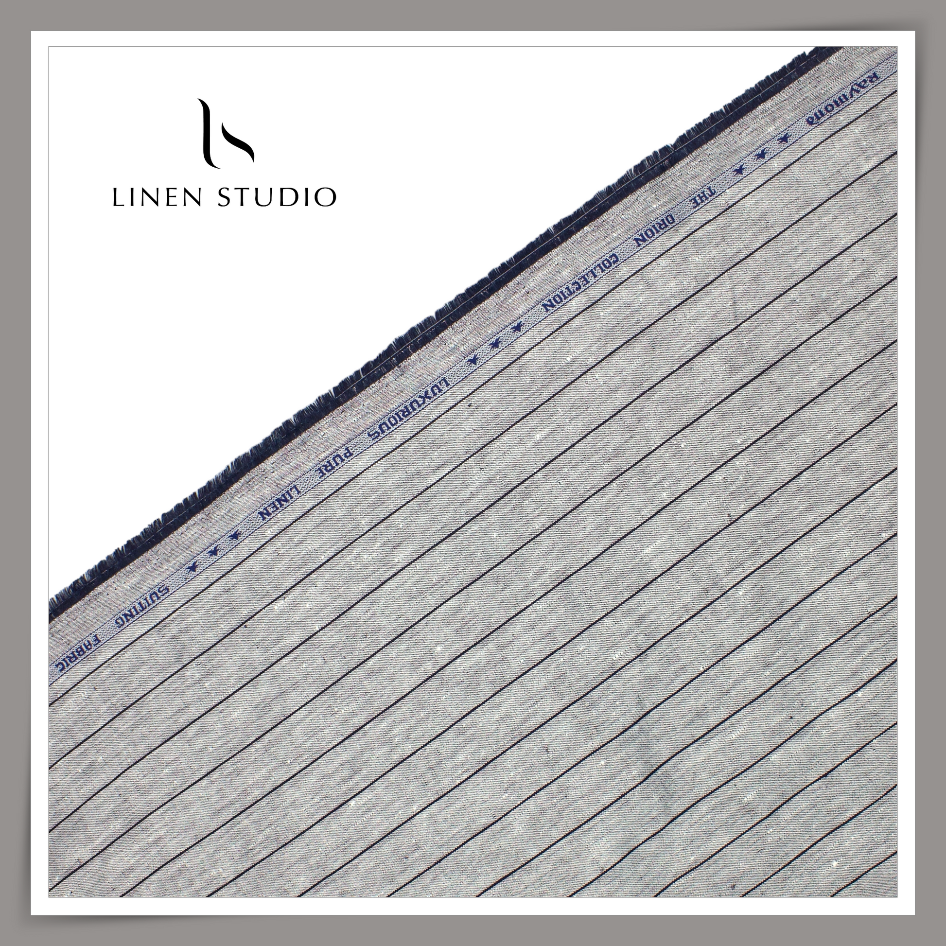 Raymonds Premium Linen Stripe Suiting - Grey with Black - Linen Studio