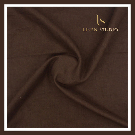 Linen Club 60 Lea Pure Linen Shirting W/O SEL - Walnut Brown (45% SALE) (Last Few Mtrs)