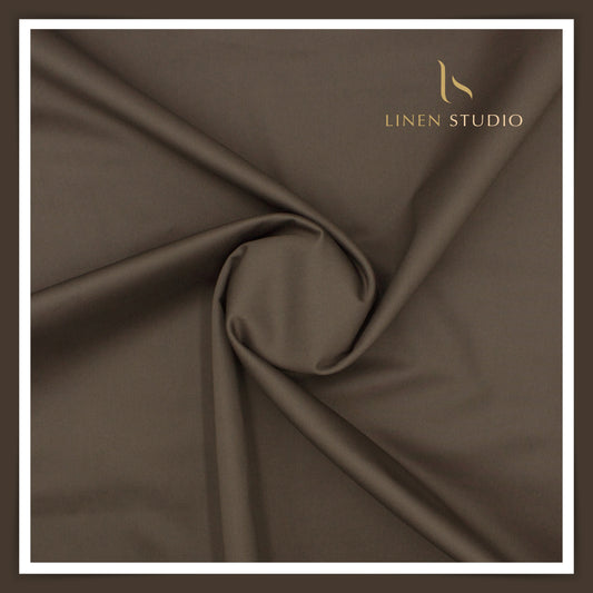 Morarjee 2 Ply Giza Cotton Suiting with Lycra - Dark Oak