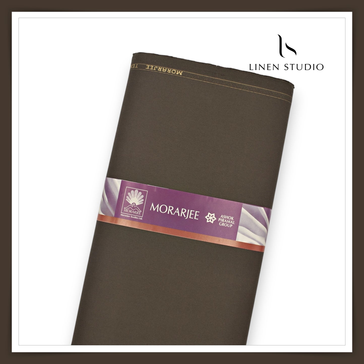 Morarjee 2 Ply Giza Cotton Suiting with Lycra - Dark Oak