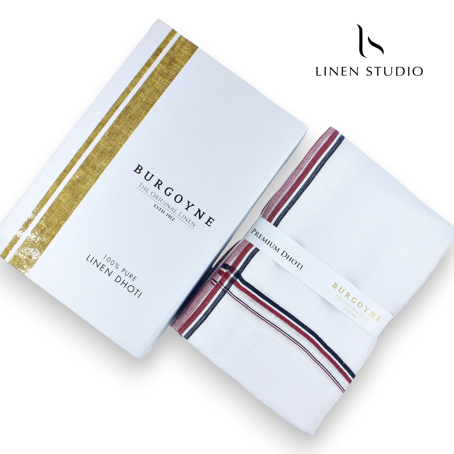 AIADMK Border - Pure Linen Dhoti by Burgoyne - Linen Studio
