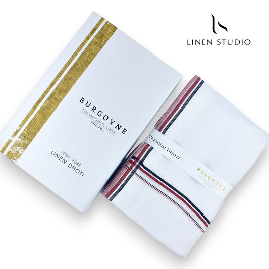 AIADMK Border - Pure Linen Dhoti by Burgoyne - Linen Studio