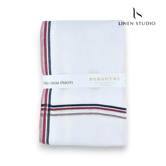 AIADMK Border - Pure Linen Dhoti by Burgoyne - Linen Studio