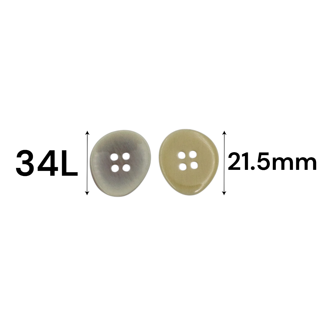 Rimless 4 Hole Fancy Shirt Buttons in Big Size 21.5MM in Grey Shading