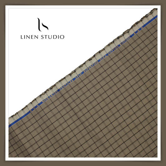 Morarjee 2 Ply Giza Cotton Suiting with Lycra - Classic Dark Checks